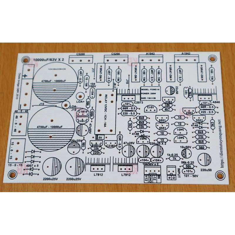 PCB Mạch Công Suất 4 Sò Mono Liền Nguồn Trắng - 1 Cái