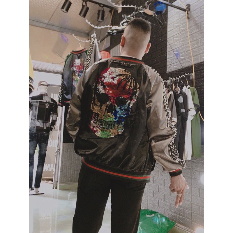 [freeship] xả kho áo bomber đính đá đầu lâu cao cấp, áo khoác đính đá | BigBuy360 - bigbuy360.vn