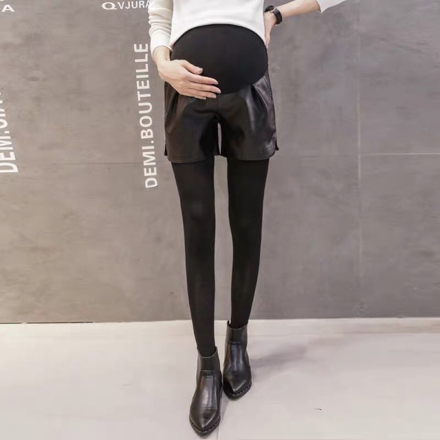 🤰quần da đính cườm ống rộng cho mẹ bầu-hàng quảng châu.sẵn M