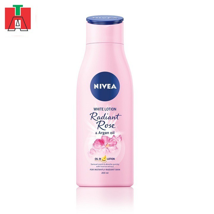 85706-Sữa dưỡng thể dưỡng trắng NIVEA hương hoa hồng Radiant Rose 200ml