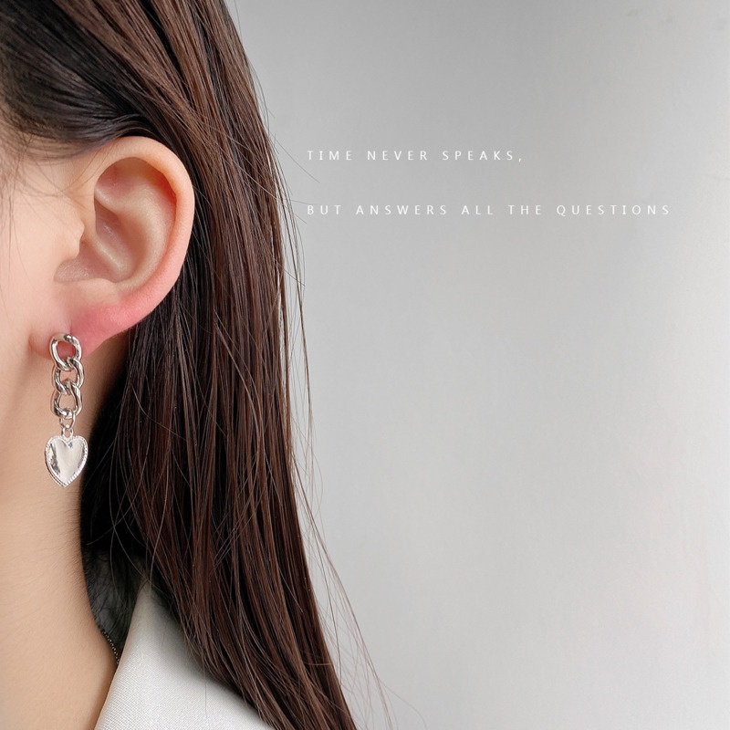 Khuyên Tai Dây Xích Hình Trái Tim Xinh Xắn  191118Bông Tai Thời Trang Sang Trọng Cao Cấp Cho Nữ