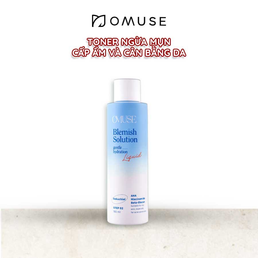 Toner giúp ngừa mụn và cấp ẩm O’Muse Blemish Solution Gentle Hydrating Liquid 180ml