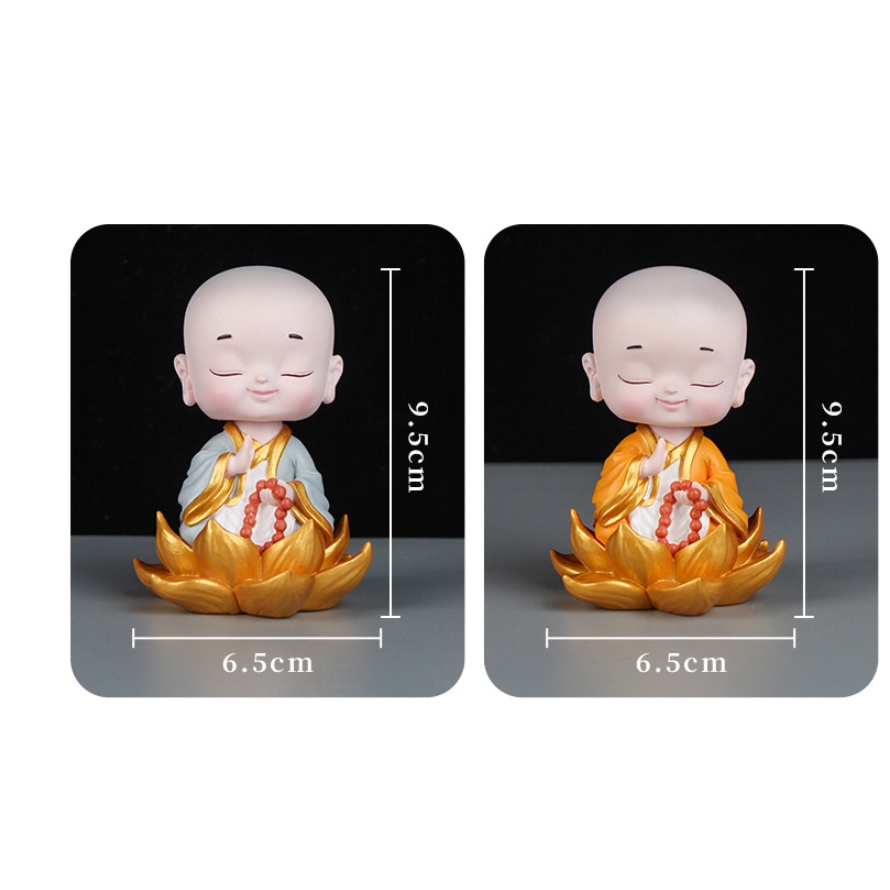 Set tiểu hoà thượng dễ thương ngồi lá sen trang trí taplo Ô Tô - D&A shop