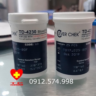 Que thử đường huyết Clever Check TD4230 (Mẫu bao bì mới nhất) tặng kèm 15 kim lấy máu