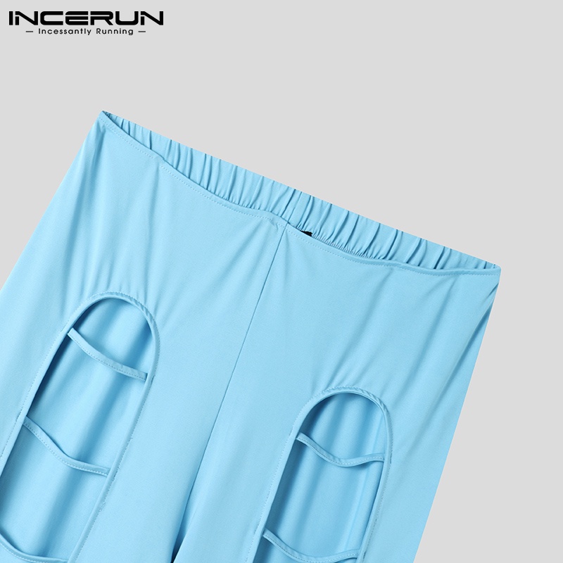 Quần dài INCERUN màu trơn lưng thun thiết kế 3 màu sắc phong cách cá tính thời trang cho nam