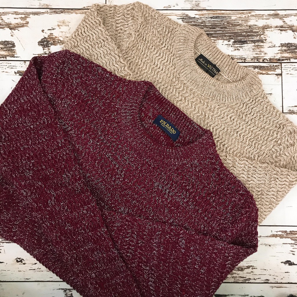 Áo Len Nam Cổ Tròn, Len Tiêu Dày Dặn Form Ôm, Hàng Việt Nam