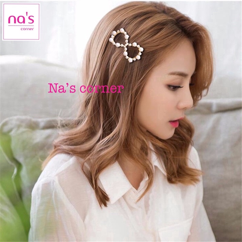 Kẹp tóc mái ngọc trai giả nhân tạo