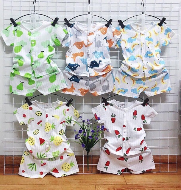 [RẺ VÔ ĐỊCH] Bộ quần áo cotton giấy trẻ em cộc tay cài khuy giữa cho bé trai và bé gái