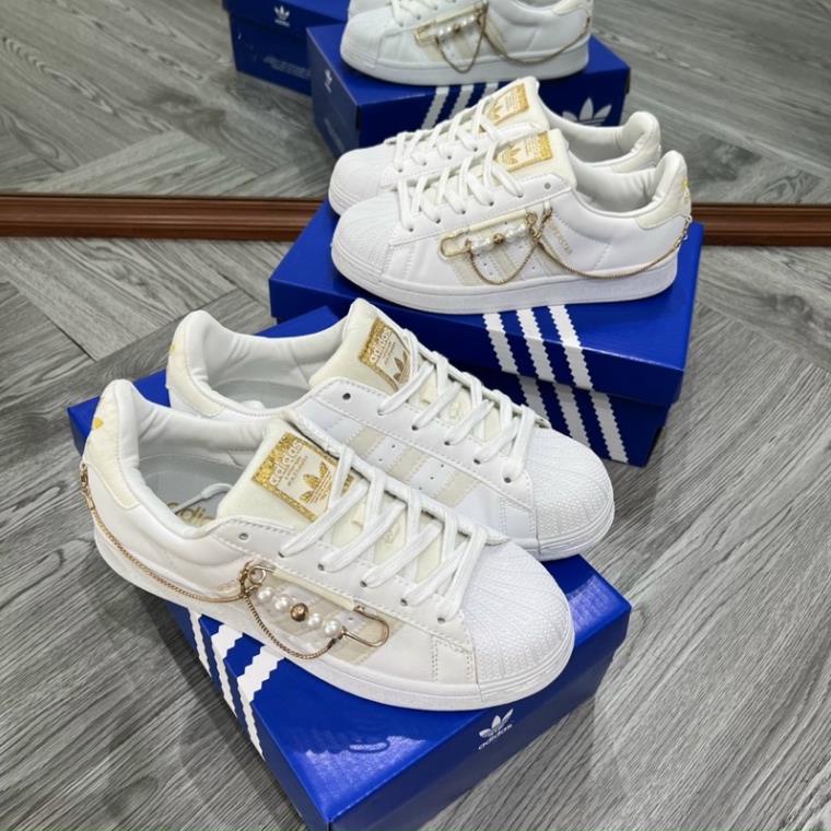 |  KHOAI SNEAKER| Giày thể thao adidas superstar sò trắng charm vàng bản đẹp 2022 full box - bill - giấy gói
