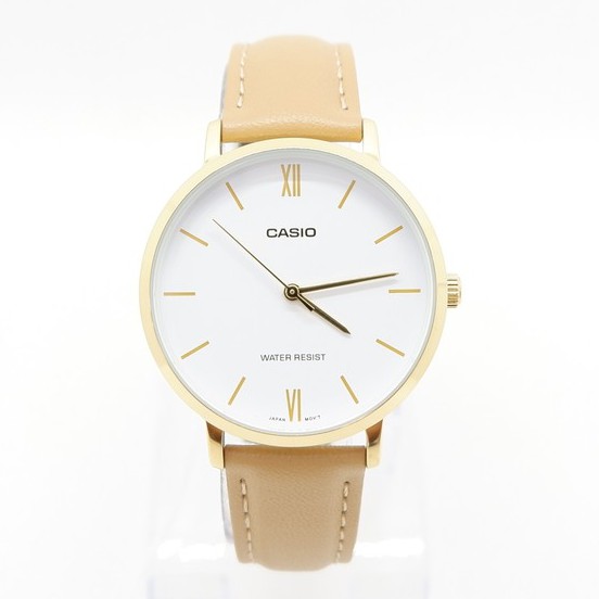 Đồng Hồ Casio Nữ LTP-VT01GL-7BUDF 🌟 ғʀᴇᴇ sʜɪᴘ 🌟 Dây Da Màu Nâu - Nền Mặt Màu Trắng 🔥 Cam Kết Hàng Chính Hãng 🔥