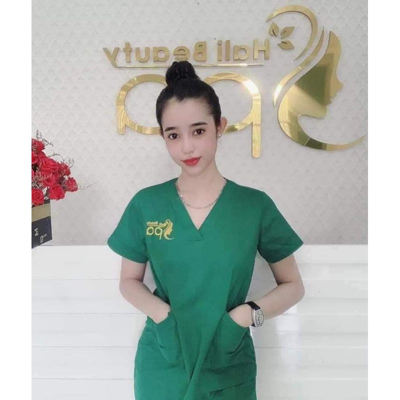 Áo scrubs - áo blouse cổ tim nam nữ  - Đồng phục phòng mổ nam, nữ nhiều màu