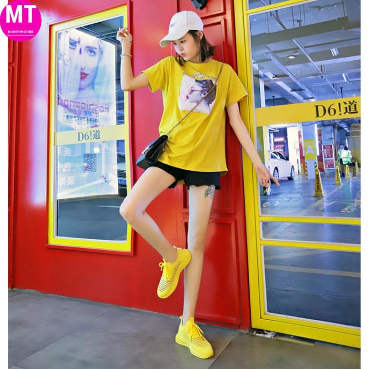 Giày sneaker thể thao tập gym, chạy bộ,aerobic nữ cổ chun thoáng khí đế mềm GN17 _B%^ 🏈️