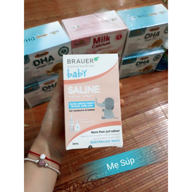 NƯỚC MUỐI DẠNG XỊT PHUN SƯƠNG BRAUER TRỊ NGHẸT MŨI , SỔ MŨI KÈM BÓNG HÚT dành cho trẻ sơ sinh và trẻ nhỏ