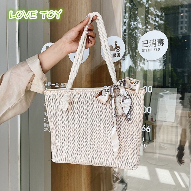 Nkodok Túi Xách Tote Đan Rơm Sức Chứa Lớn Kèm Khăn Choàng Trang Trí Đi Biển Thường Ngày Cho Nữ