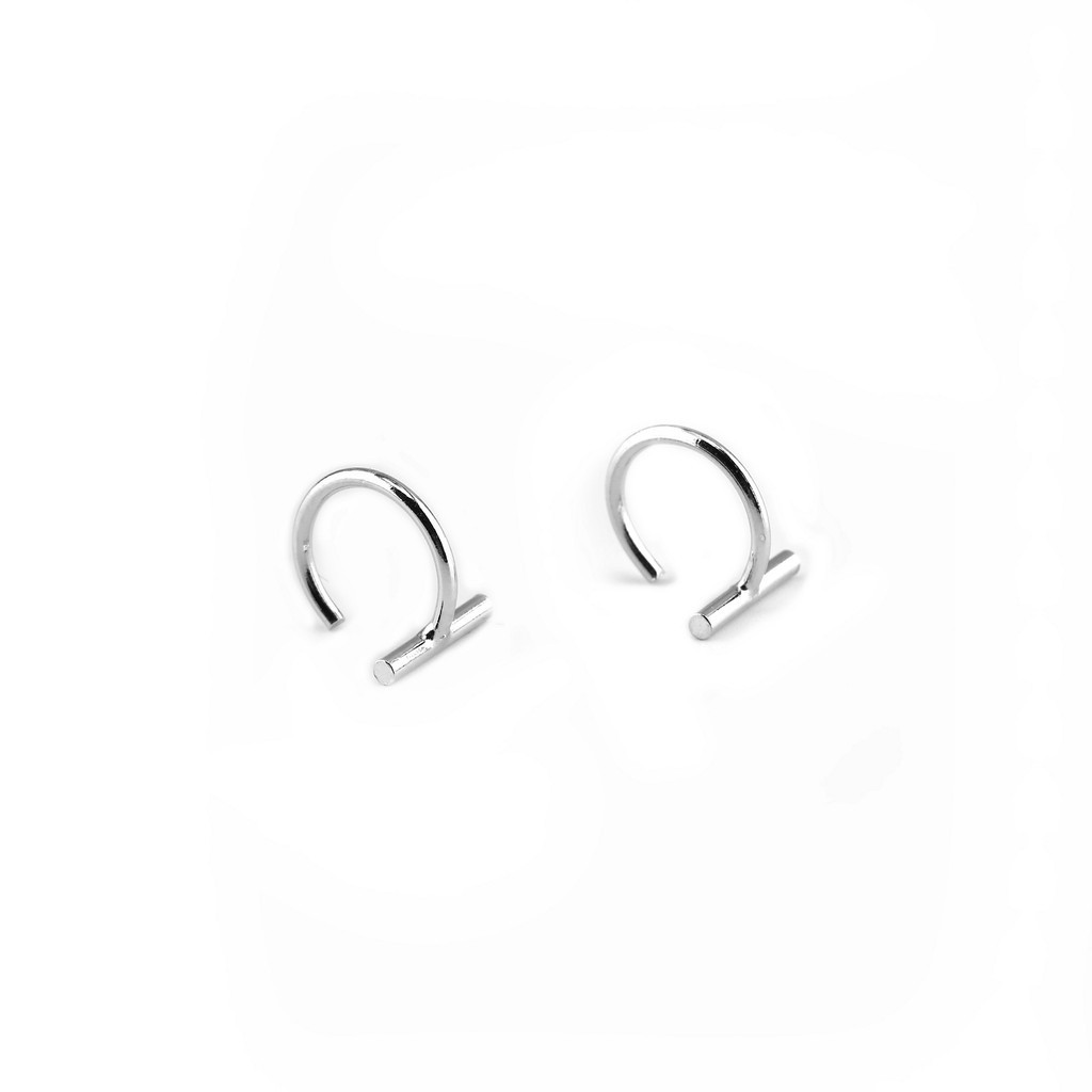 Bông tai bạc nữ dạng móc thanh ngang cá tính DaLiA Jewelry khuyên tai bạc 925 cho nàng thơ