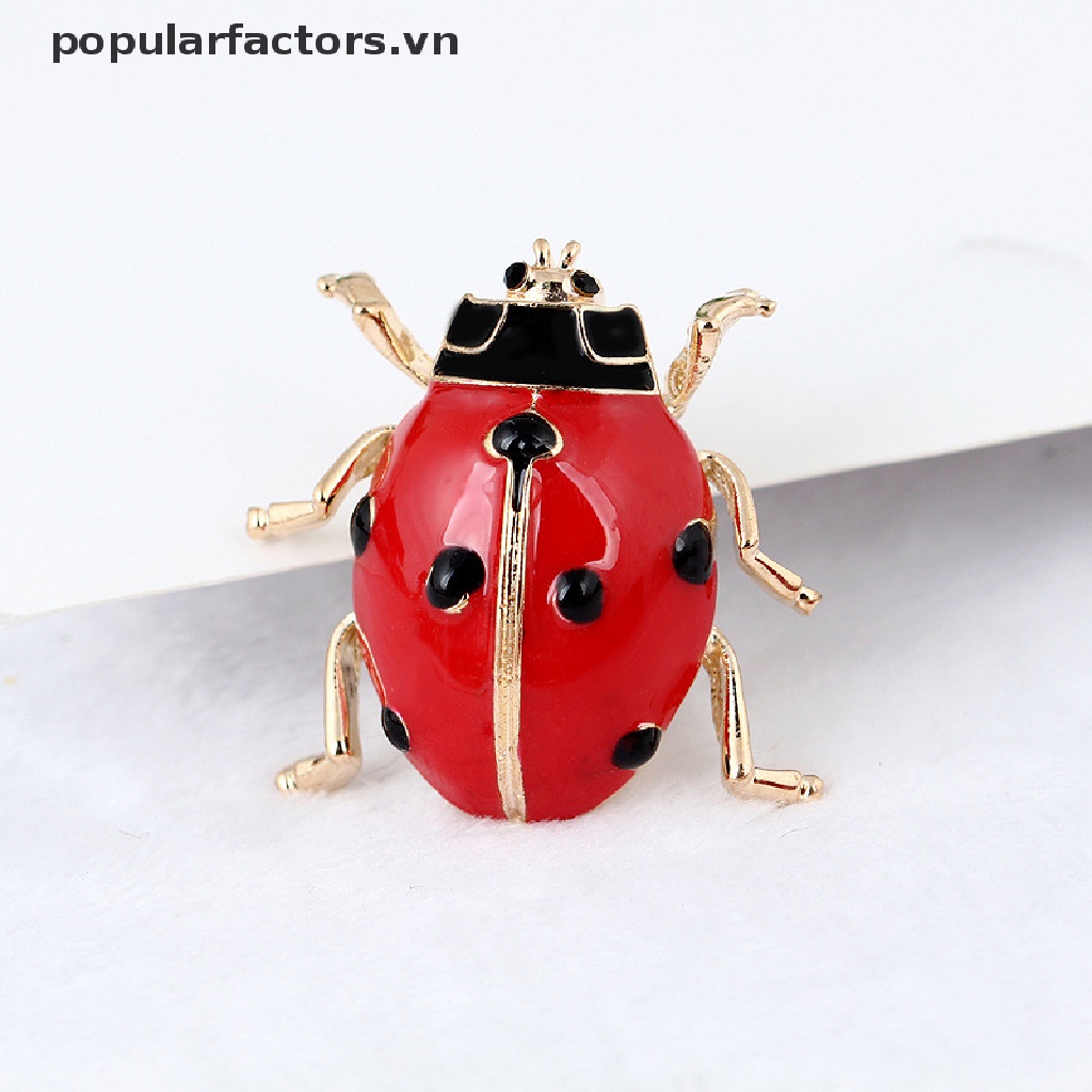 Ghim Cài Áo Hình Bọ Rùa Đỏ Tráng Men Thời Trang