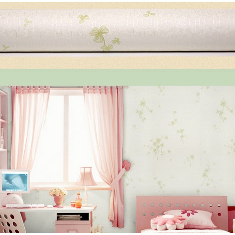 Cuộn 10m giấy dán tường hao ba cánh xanh khổ rộng 45cm