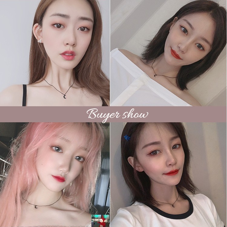 Dây Chuyền Mặt Hình Mặt Trăng Màu Đen Phong Cách Hàn Quốc Đơn Giản B777