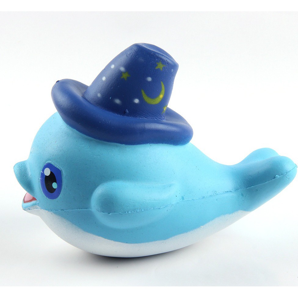 ĐỒ CHƠI SQUISHY CÁ HEO XANH ĐỘI MŨ mã CMD80