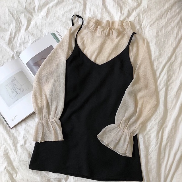 [Có sẵn +ảnh thật] Set váy yếm + sơmi Hàn Quốc thanh lịch 2021 | BigBuy360 - bigbuy360.vn