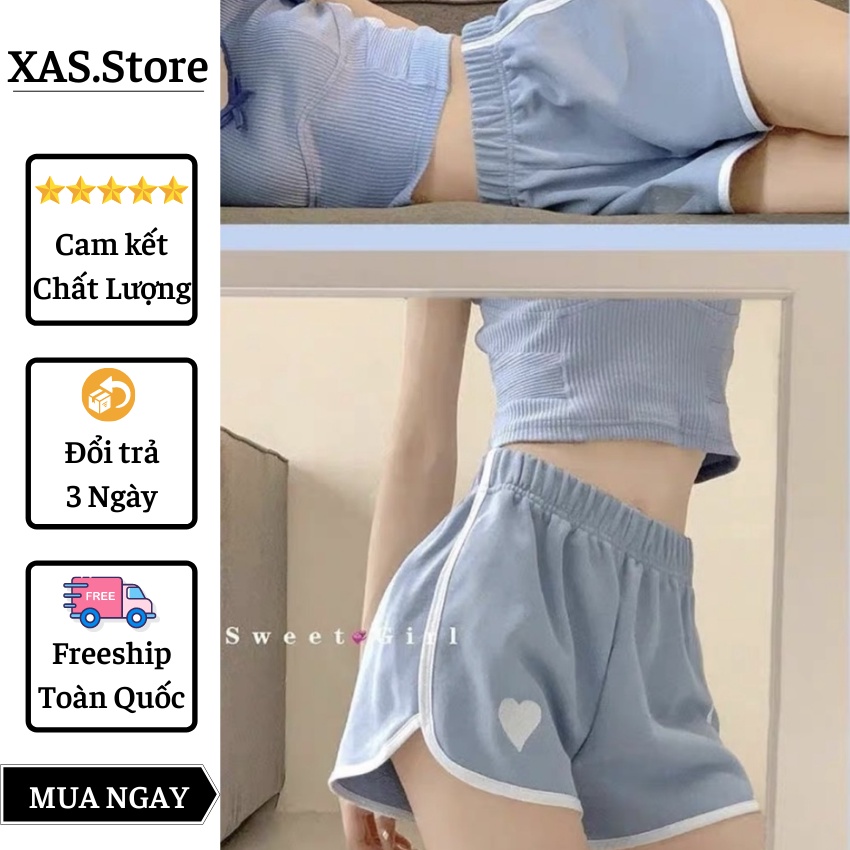 Quần đùi viền thể thao nữ ống rộng  short nữ mặc nhà lưng cao, chất thun thoáng mát - bigsize XAS STORE