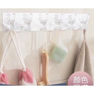 Thanh dẻo 6 móc treo đồ dán tường nhà tắm, nhà bếp