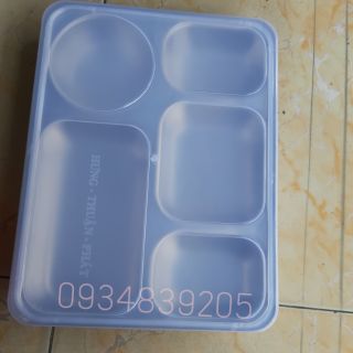 BỘ KHAY CƠM PHẦN INOX XỊN 5 NGĂN SÂU LÒNG 33 x25 x4,5CM