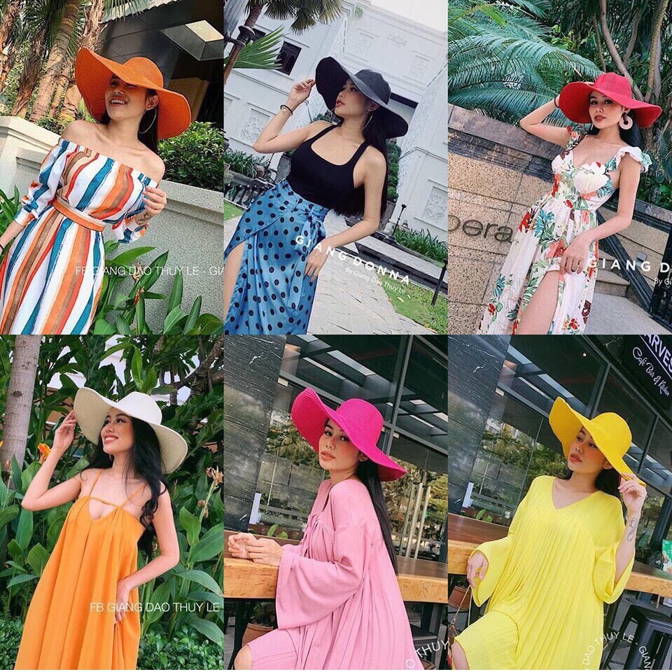 [Đủ Màu] Mũ Cói Rộng Vành Hawaii - Hàng Loại 1