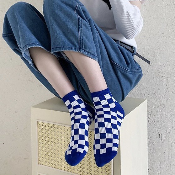 Tất Vớ Cổ Ngắn Trơn Xanh Lá - Xanh Dương Nam Nữ Cotton Phong Cách Unisex Hàn Quốc MONEYSOCKS VN084