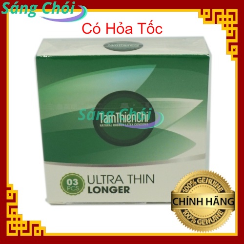 Bao Cao Su Tâm Thiện Chí ULTRA THIN LONGER Hộp 3 Chiếc - Siêu Mỏng Kéo Dài Thời Gian Không Xuất Tinh Sớm - BCS