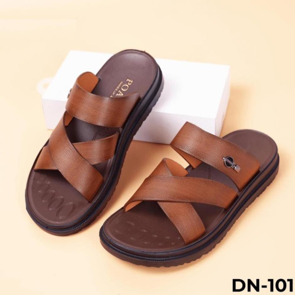 Dép sandal nam da bò cao cấp - Dép xăng đan tăng chiều cao TOPMAN DN 101