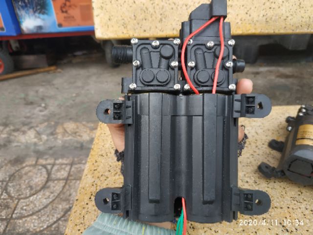 Máy bơm nước mini 12v đôi 100w  EARTH chính hãng tặng kèm ren 17__13mm
