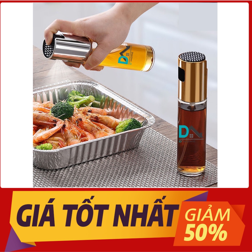 Bình Xịt Dầu Ăn Thuỷ Tinh, Chai Xịt Dầu Ăn Phun Sương Dhome 100ml - Dùng Cho Nồi Chiên Không Dầu, Các Món Nướng, Salad