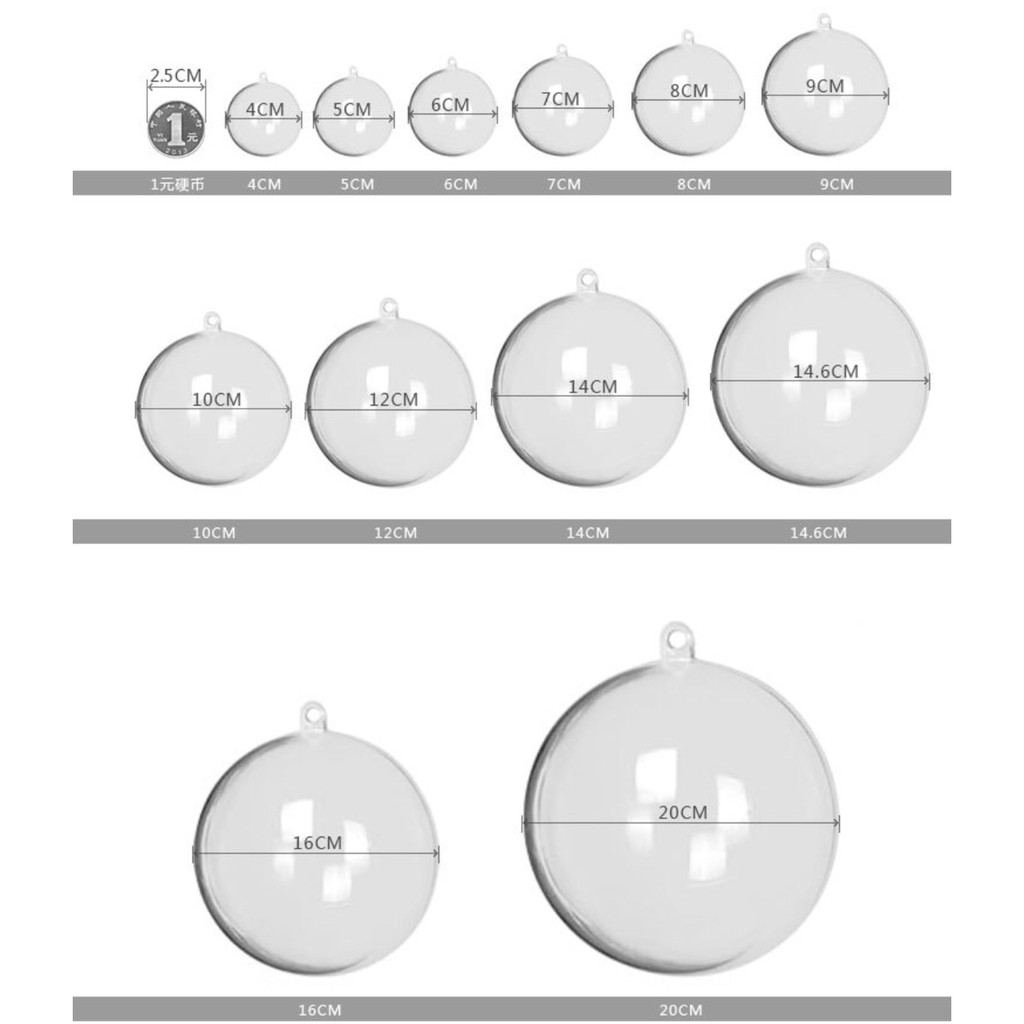 QUẢ CẦU NHỰA TRONG SUỐT 4 -10 CM