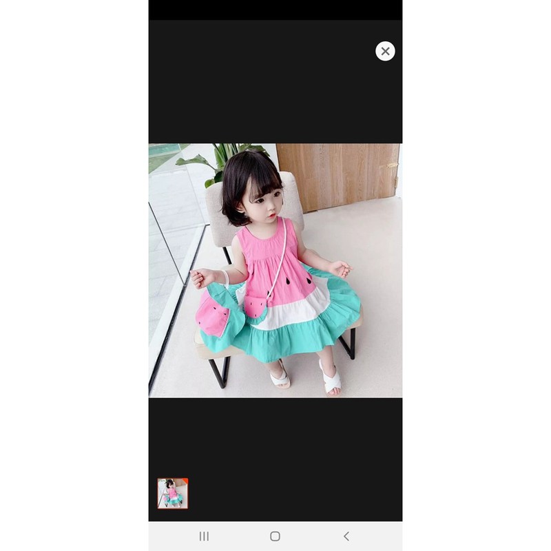 Đầm bé gái in hình dưa hấu dễ thương - Hàng cao cấp