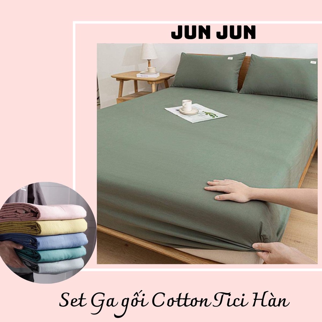 BỘ GA VÀ 2 VỎ GỐI COTTON TICI