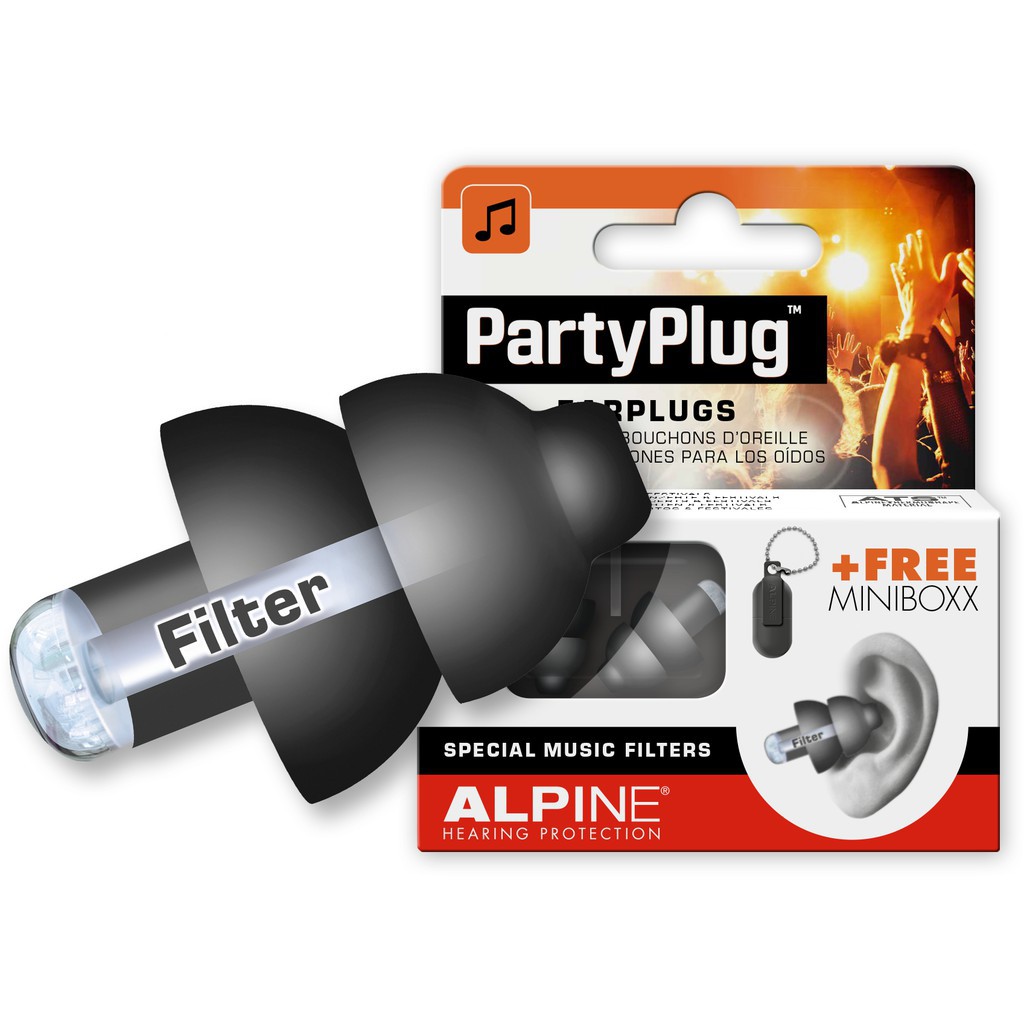 Hộp 1 đôi nút bịt tai chống ồn Alpine dùng cho âm nhạc Party Plug ( Màu Đen ) - Nhập khẩu Hà Lan