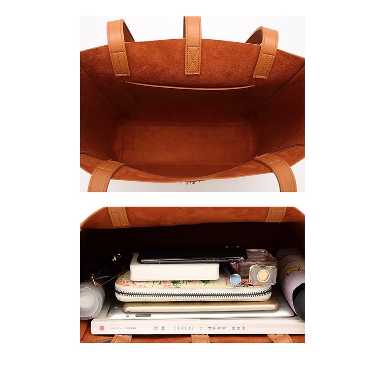 Túi Tote Cầm Tay Đeo Vai Sức Chứa Lớn Màu Trơn Họa Tiết Vỏ Quả Vải Cho Nữ