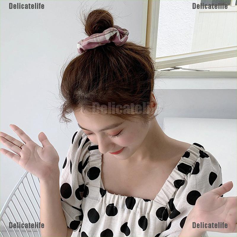[Delicatelife] Korean Lattice Elastic Hair Bands Hair Rope Ponytail Holder JK Hair Accessories