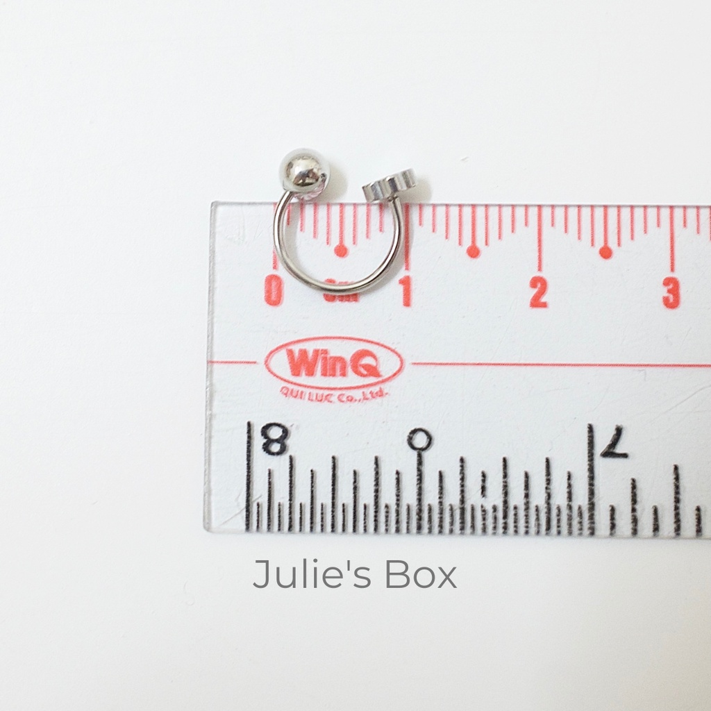 [1 Chiếc] Khuyên Tai Titan Unisex Chữ U Màu Bạc Cỏ Đen Không Gỉ Sét Không Ngứa Bông Tai Julies Box 66