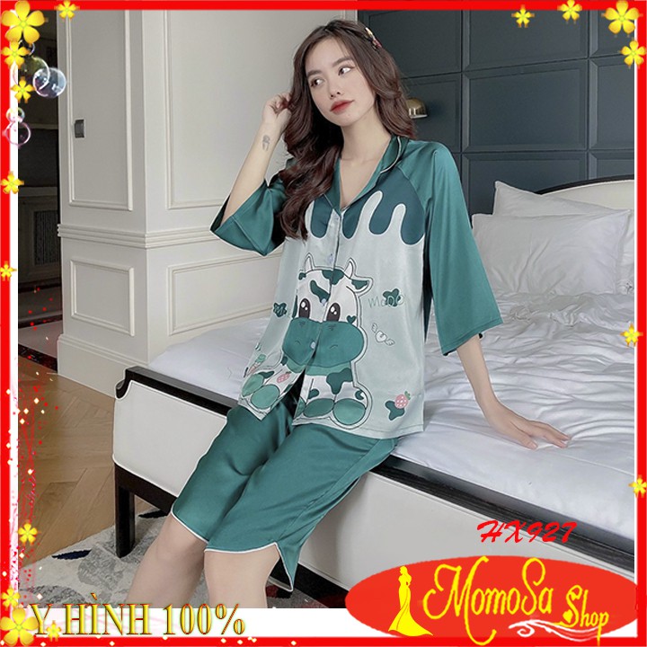 Đồ Bộ Nữ Mặc Nhà Kiểu Pijama Lụa Satin Cao Cấp Mềm Mịn MOMOSA Shop