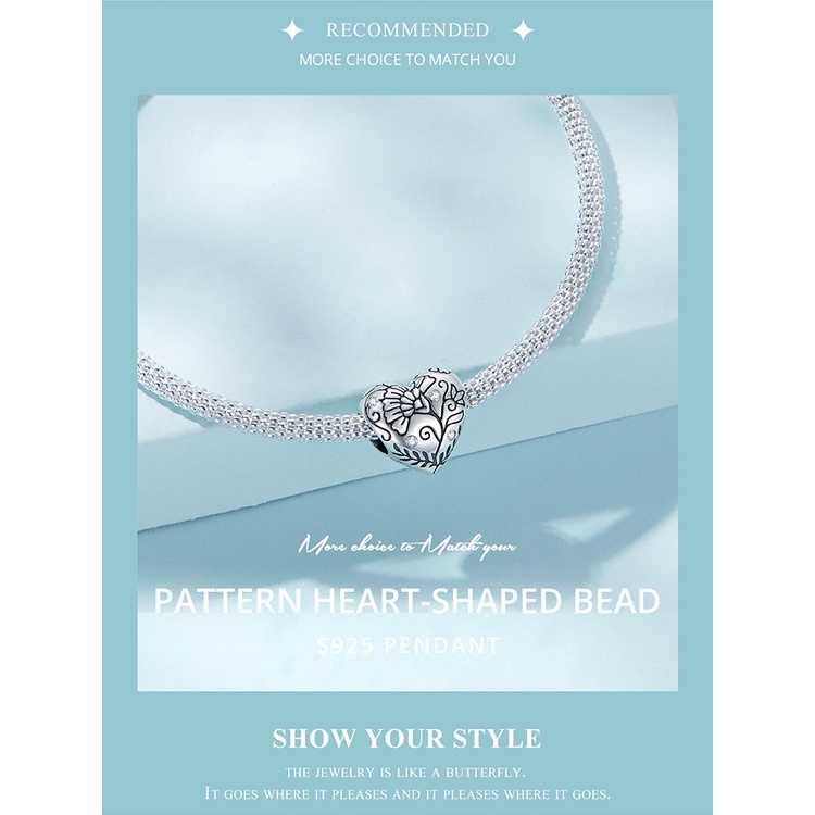 BAMOER Mặt Vòng cổ Bạc 925 Hình Trái Tim