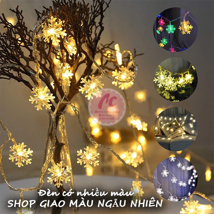 Dây đèn led 15 bông tuyết trang trí decor nhà cửa - dây đèn 3,2m cắm điện,đèn giáng sinh hình ngôi sao, bông tuyết_ 0111