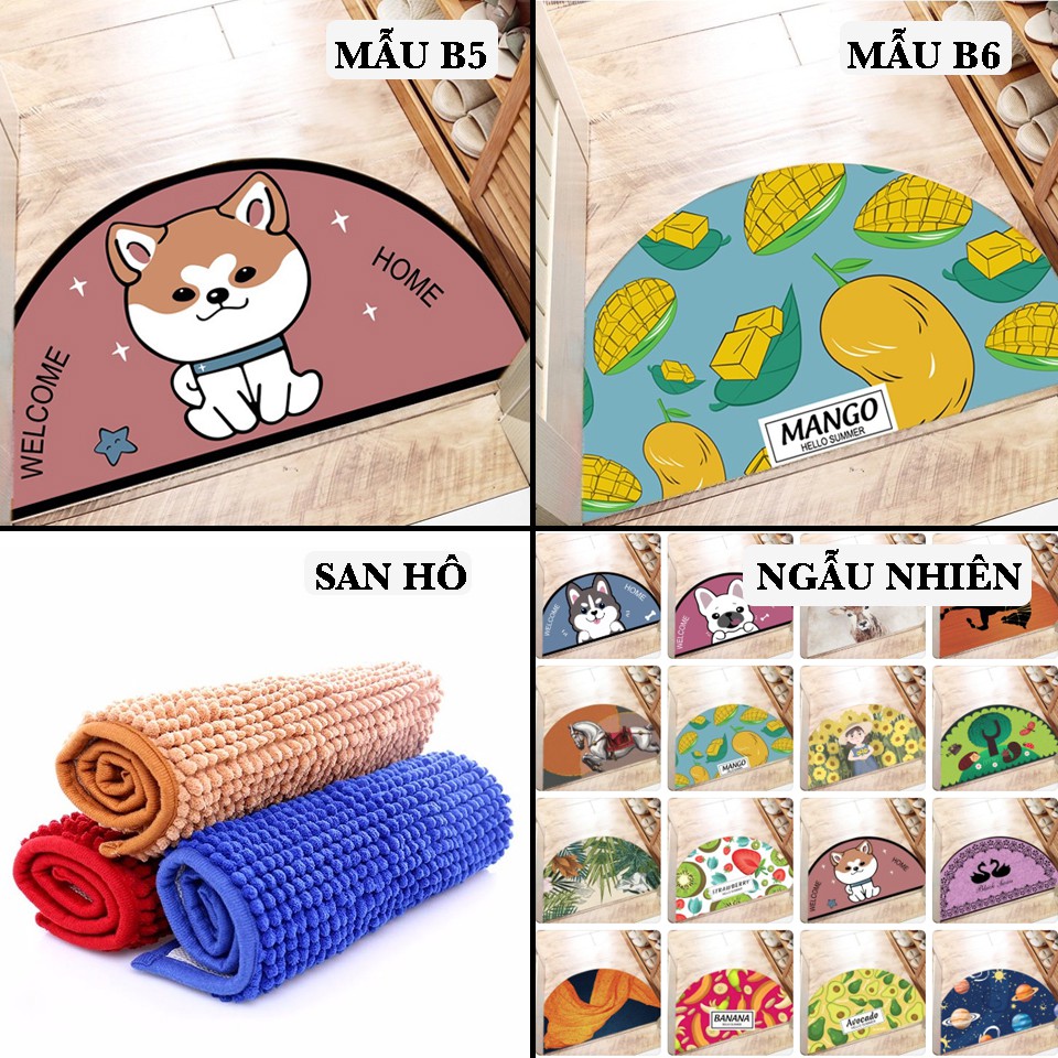 [FREESHIP❤️] Thảm Lau Chân, Thảm Chùi Chân Bán Nguyệt 3D Cao Cấp, Siêu Thấm, Siêu Sạch Chống Trơn Trượt - Hàng Loại 1