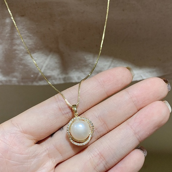 Vòng Cổ Choker Bằng Thép Titan Đính Ngọc Trai Thời Trang Hàn Quốc Cho Nữ