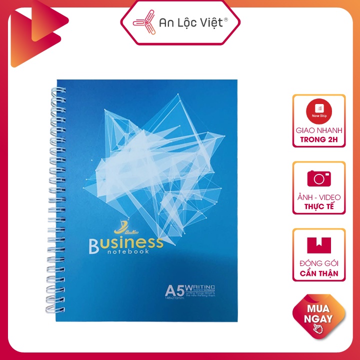 Sổ lò xo 200 trang Business A4 - A5 - A6 - A7 với mặt giấy trắng mịn, dày, lò xo đóng cuốn cực kỳ chắc chắn