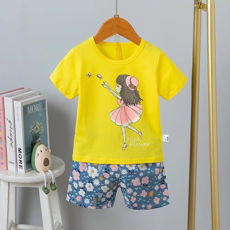 Đồ bộ cotton xuất hàn bé gái cao cấp mỏng mát