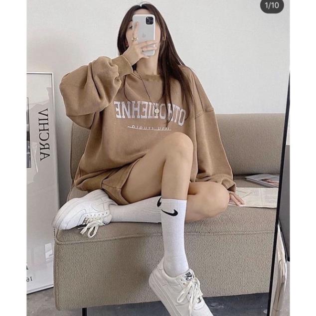 Set áo nỉ OTHO bộ quần áo nỉ phong cách Ulzzang tay bồng in chữ kèm quần [Ảnh thật/Video] Set bộ Hàn quốc