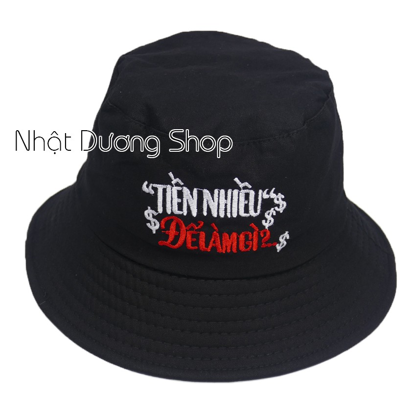 Nón bucket, tai bèo vành nhỏ-Tiền nhiều để làm gì chất liệu vải Cotton thoáng mát