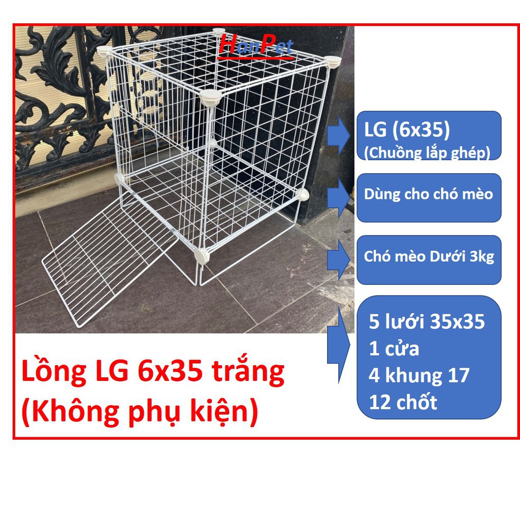 Chuồng chó mèo lắp ghép LG6x35 (35x35cm cao 45cm) lồng chó mèo nhỏ dưới 3kg